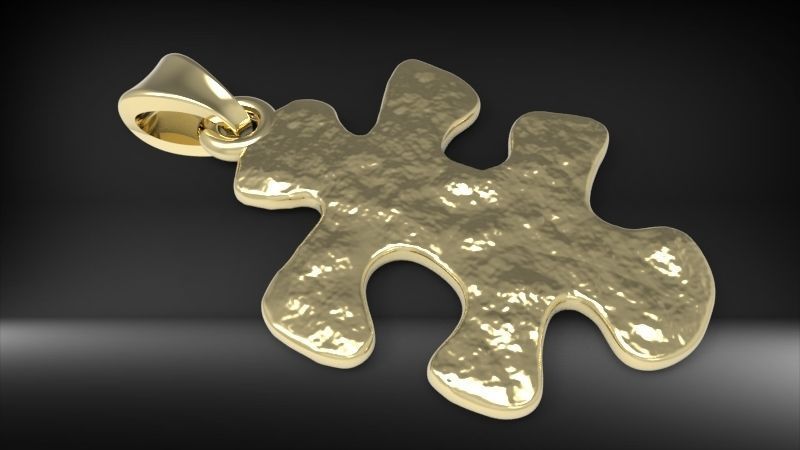 PUZZLE PIECE PENDANT NECKLACE IN TEXTURED JEWELRY 3D print model_12