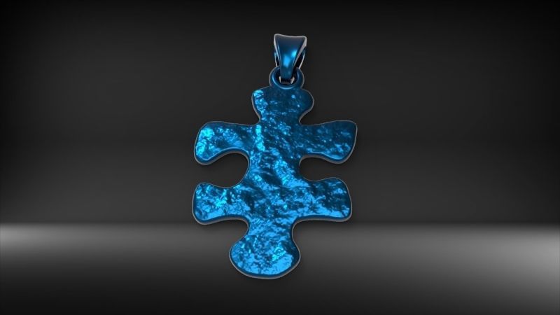 PUZZLE PIECE PENDANT NECKLACE IN TEXTURED JEWELRY 3D print model_18