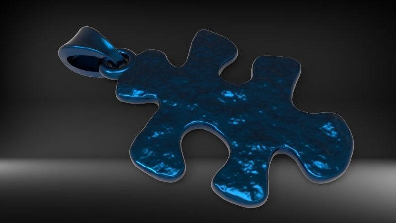 PUZZLE PIECE PENDANT NECKLACE IN TEXTURED JEWELRY 3D print model_14