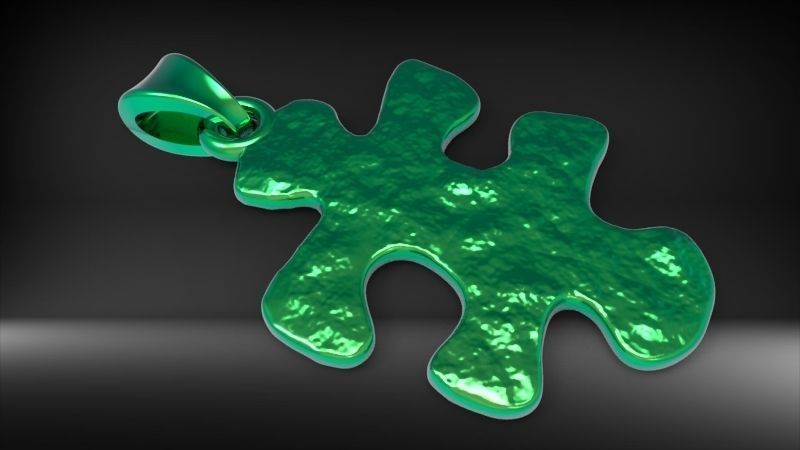 PUZZLE PIECE PENDANT NECKLACE IN TEXTURED JEWELRY 3D print model_13