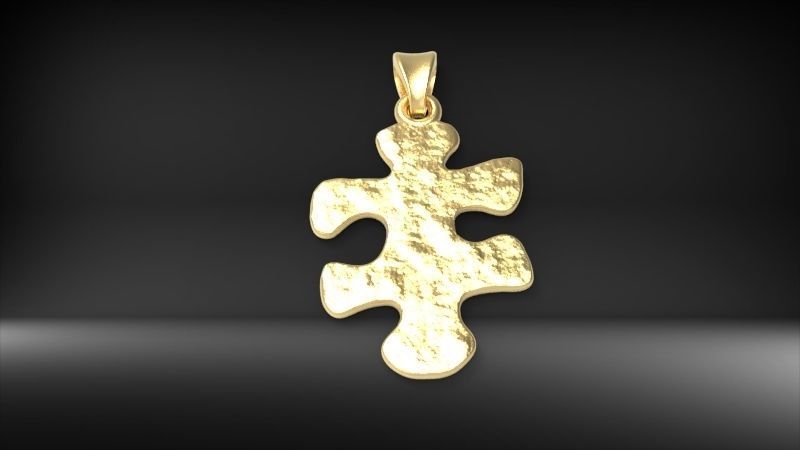 PUZZLE PIECE PENDANT NECKLACE IN TEXTURED JEWELRY 3D print model_5
