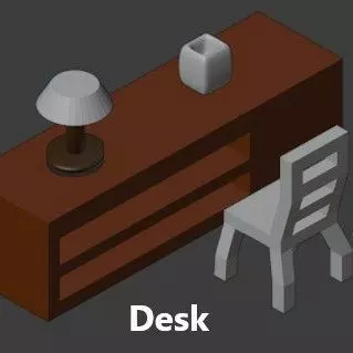 A Desk Low-poly 3D model_0