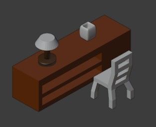 A Desk Low-poly 3D model_1