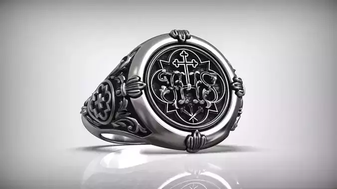 Jesus Christ Symbol JHS Pattern Christian Signet