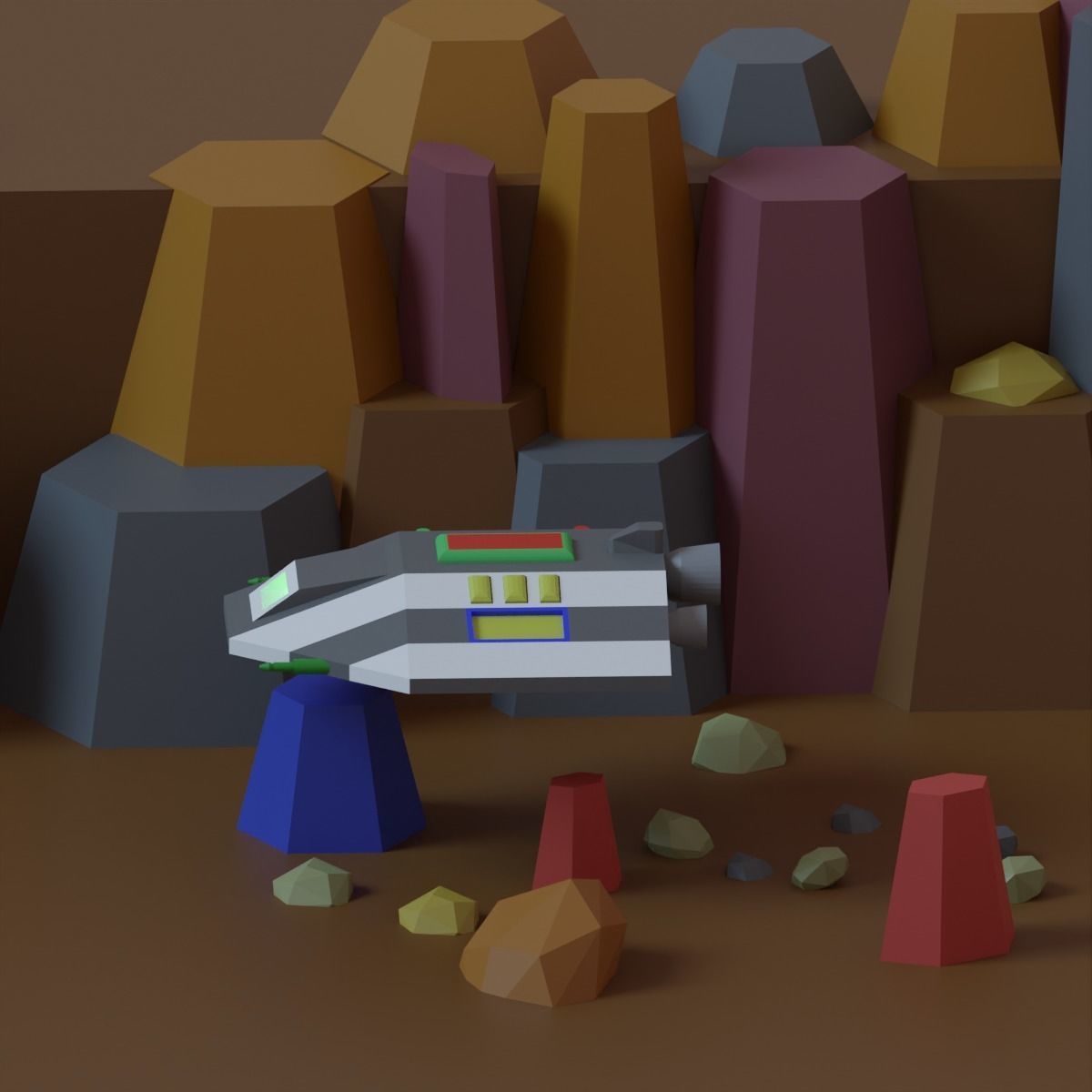 Low Poly Animated Spaceship Low-poly 3D model_1