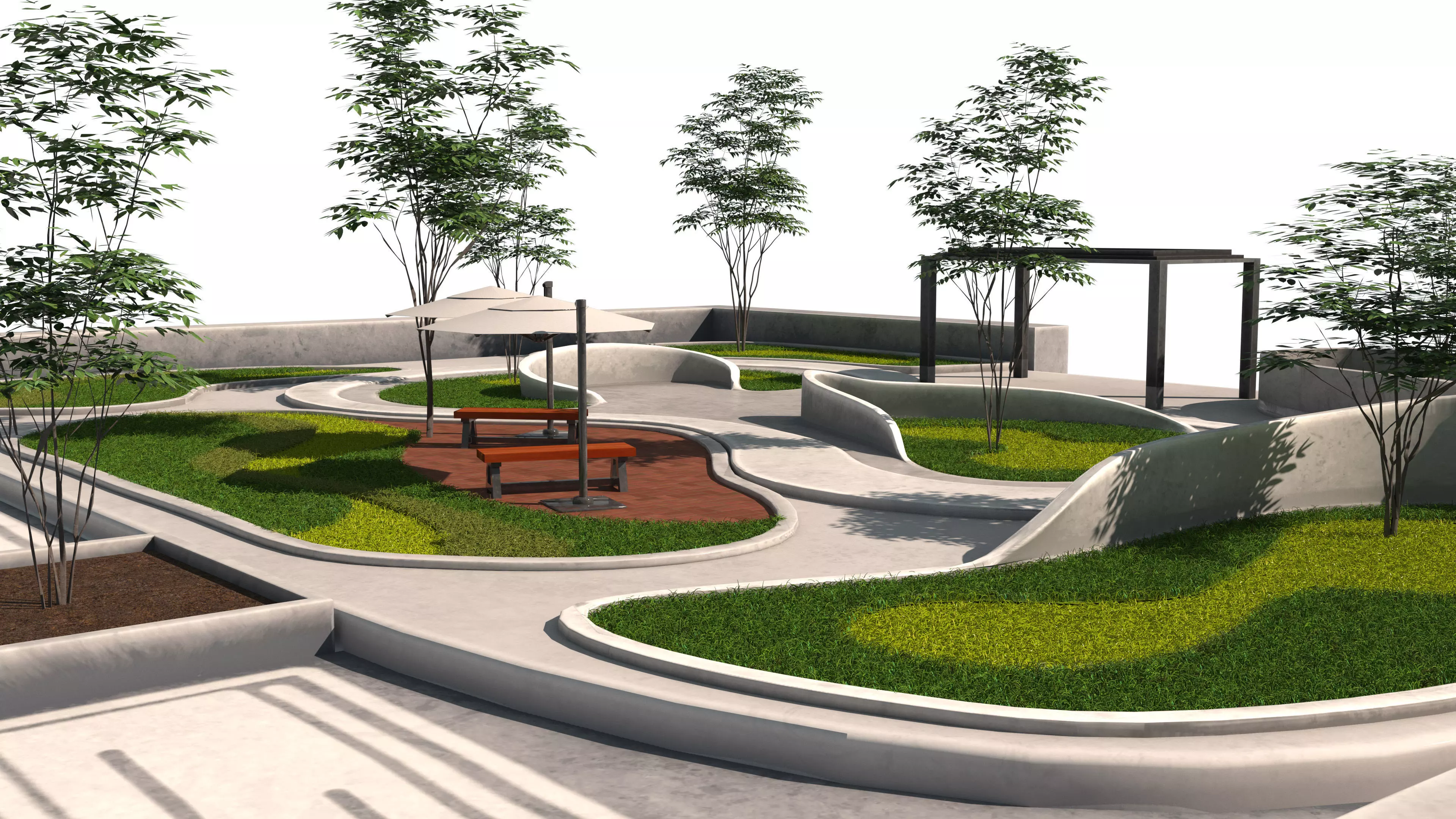 Island Beds Garden Park 3D Low-poly 3D model_0