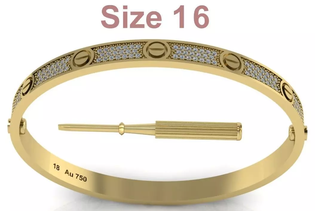 Love Bracelet With Diamonds - Size 16 3D print model_0