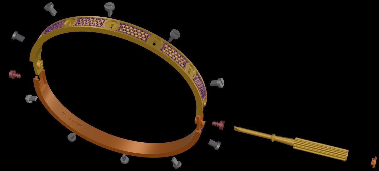 Love Bracelet With Diamonds - Size 16 3D print model_12