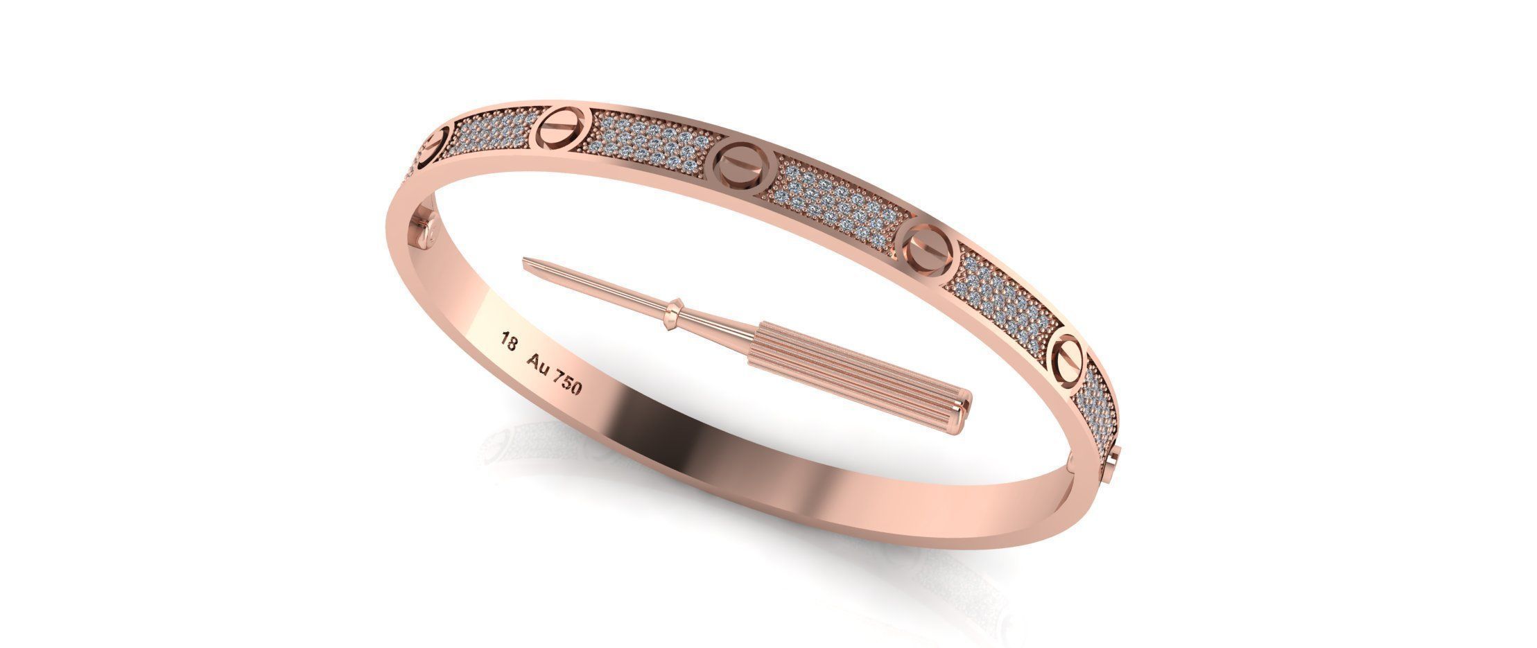 Love Bracelet With Diamonds - Size 16 3D print model_3