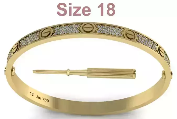 Love Bracelet With Diamonds - Size 18 Cartier Inspiration 3D print model