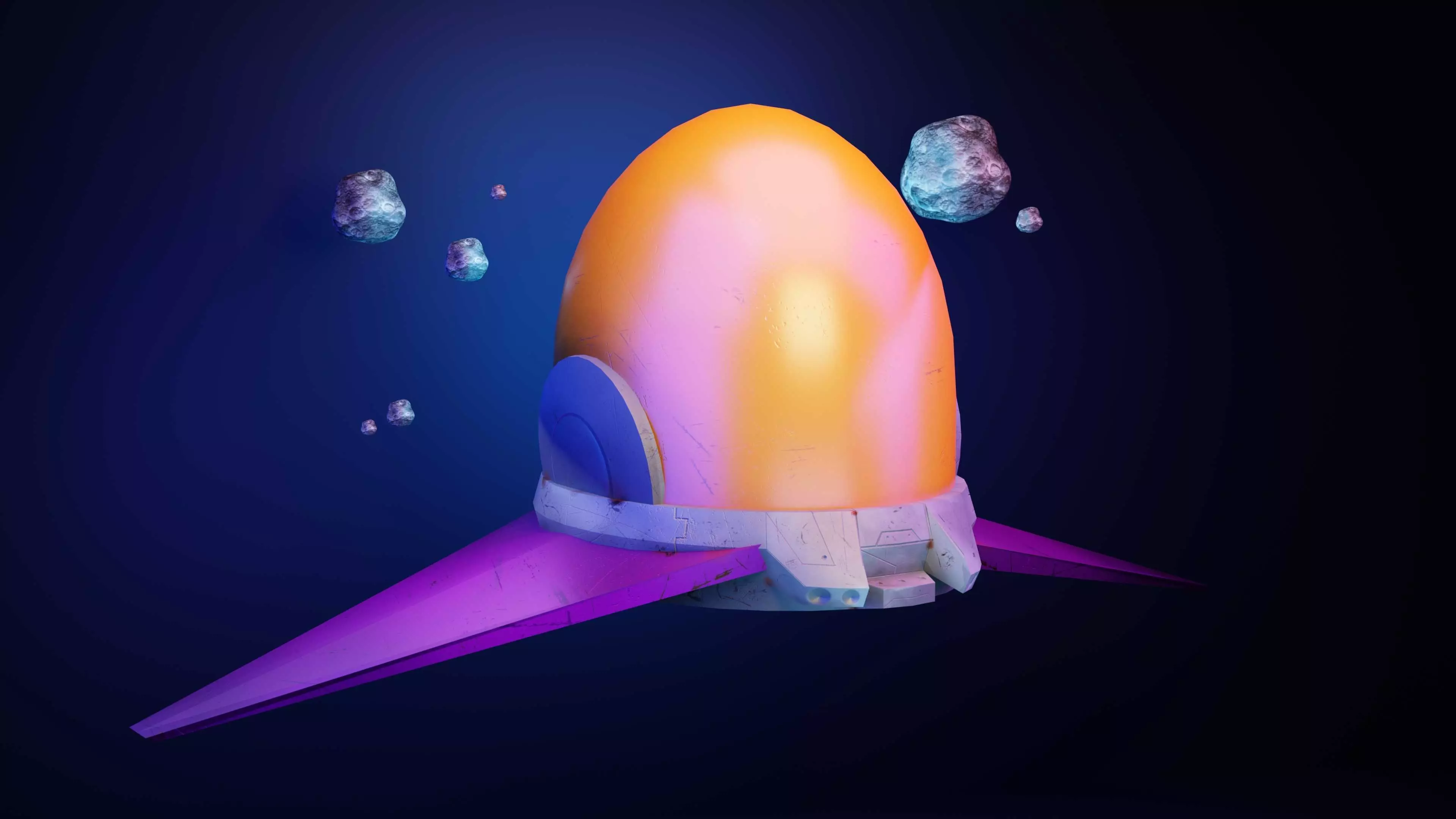 UFO Spaceship asset game ready - Rigging Texture and Animation Low-poly 3D model_0