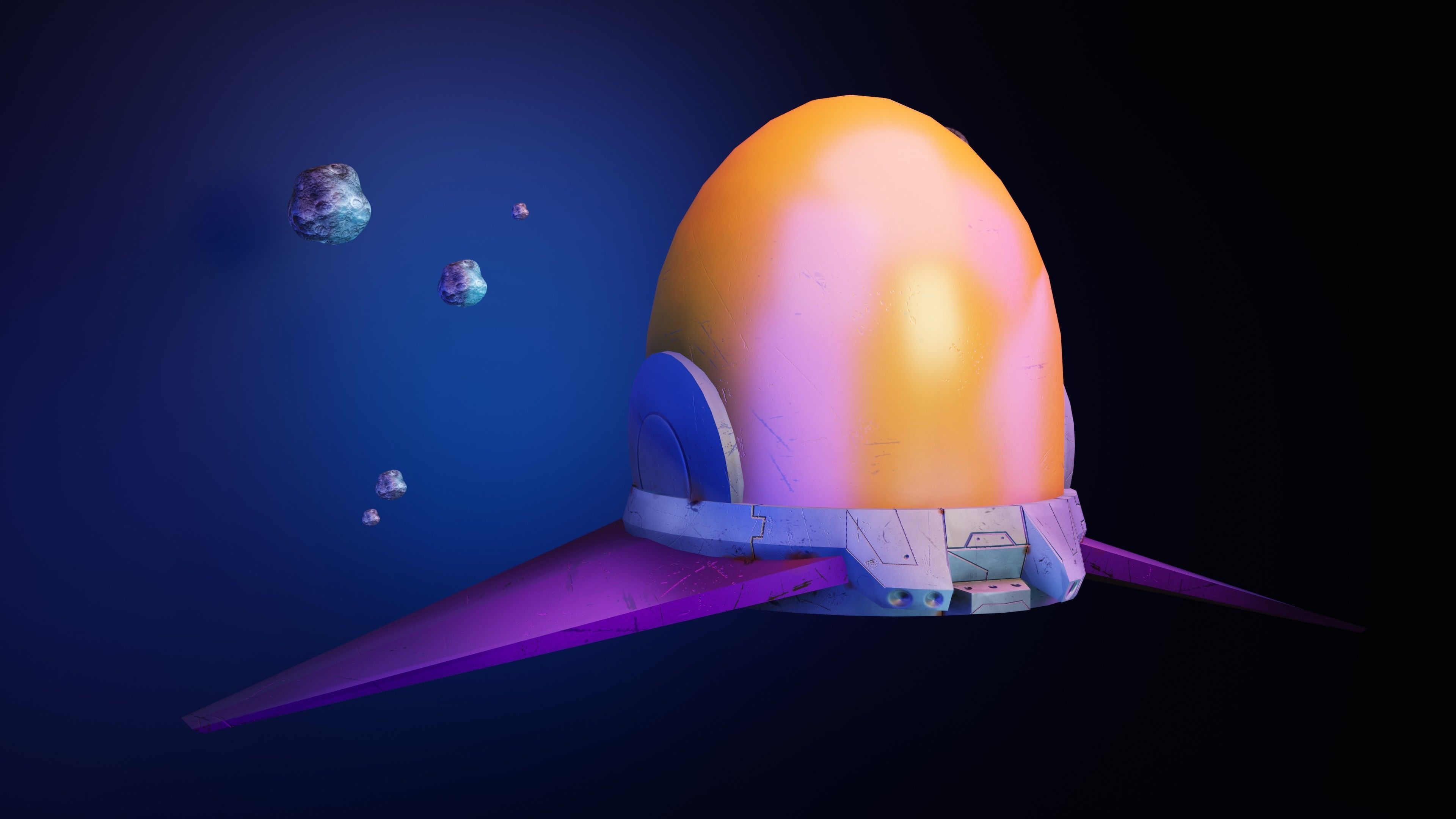 UFO Spaceship asset game ready - Rigging Texture and Animation Low-poly 3D model_2