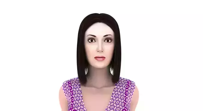 rigged woman oriental with hair and fur