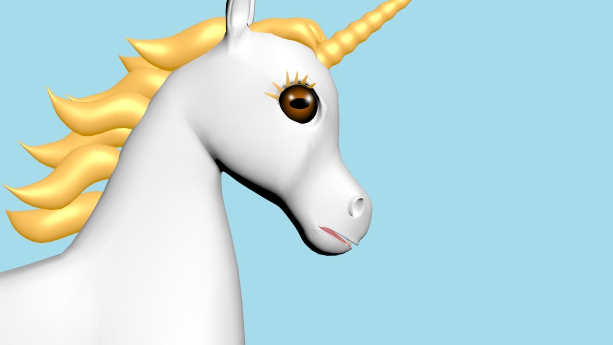 horn horse rigged  3D model_3
