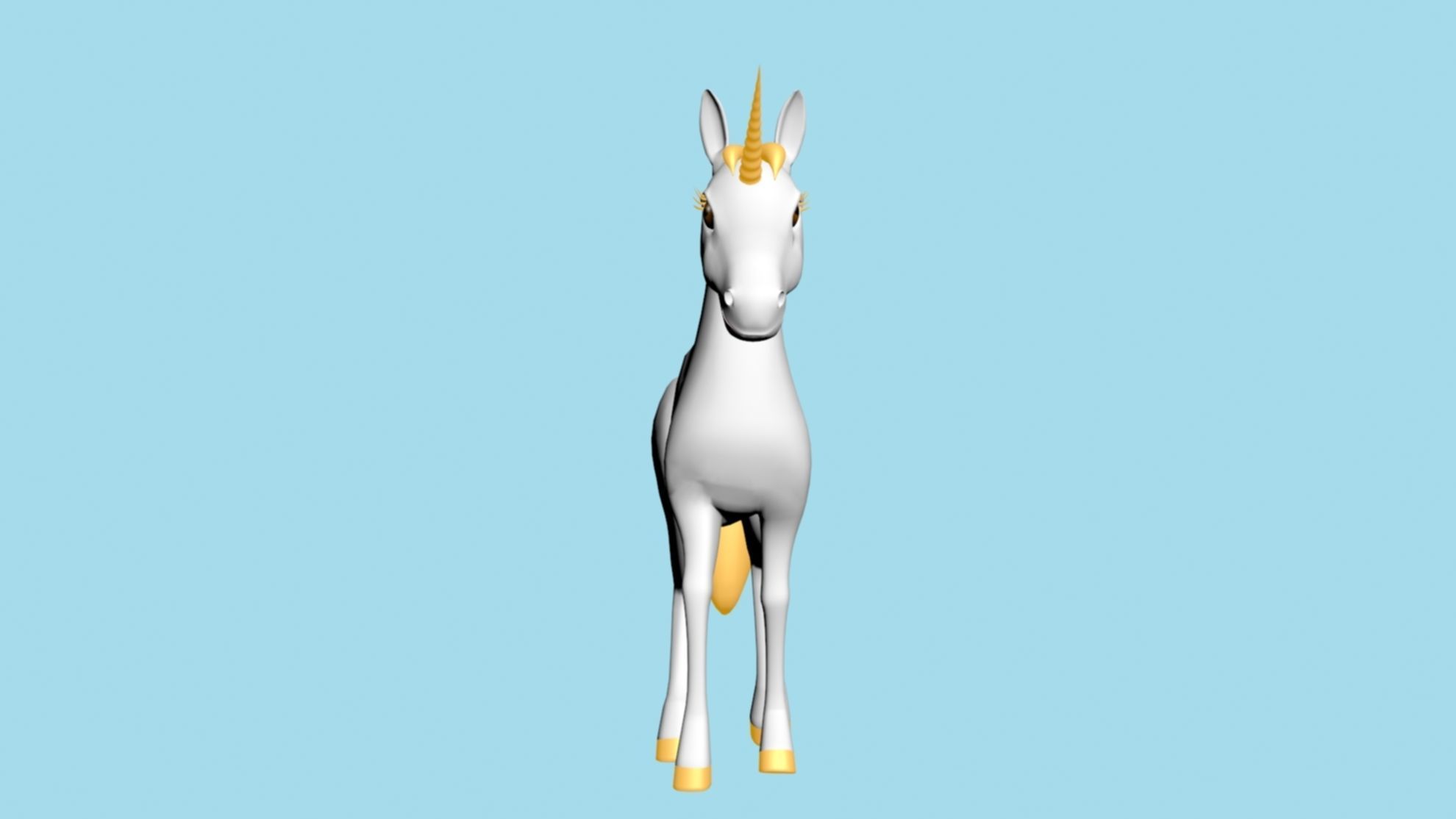 horn horse rigged  3D model_5