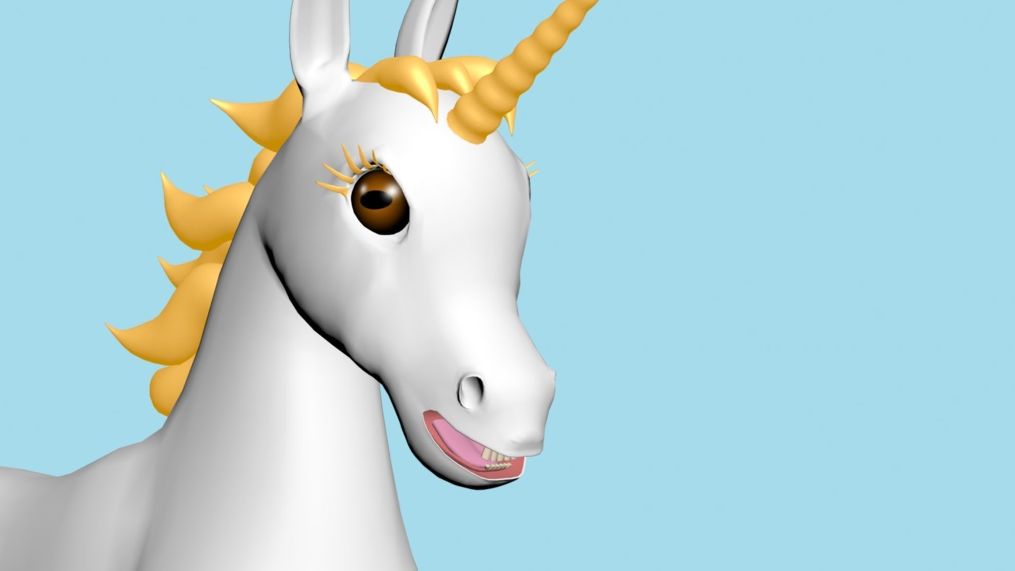 horn horse rigged  3D model_8