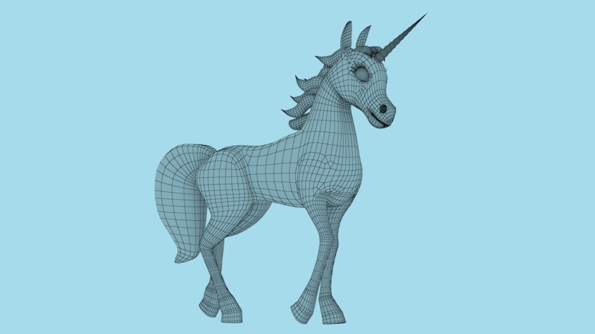 horn horse rigged  3D model_16