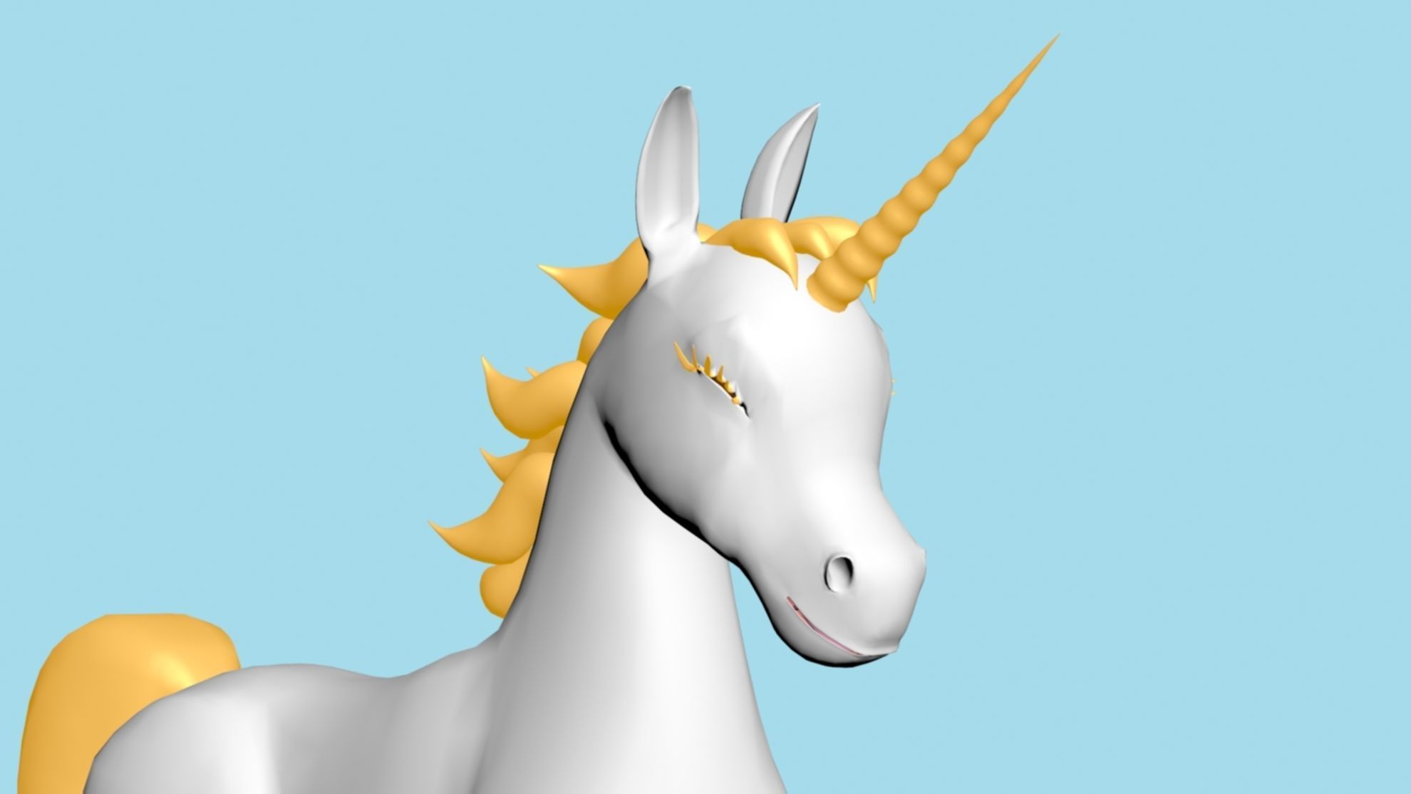horn horse rigged  3D model_9
