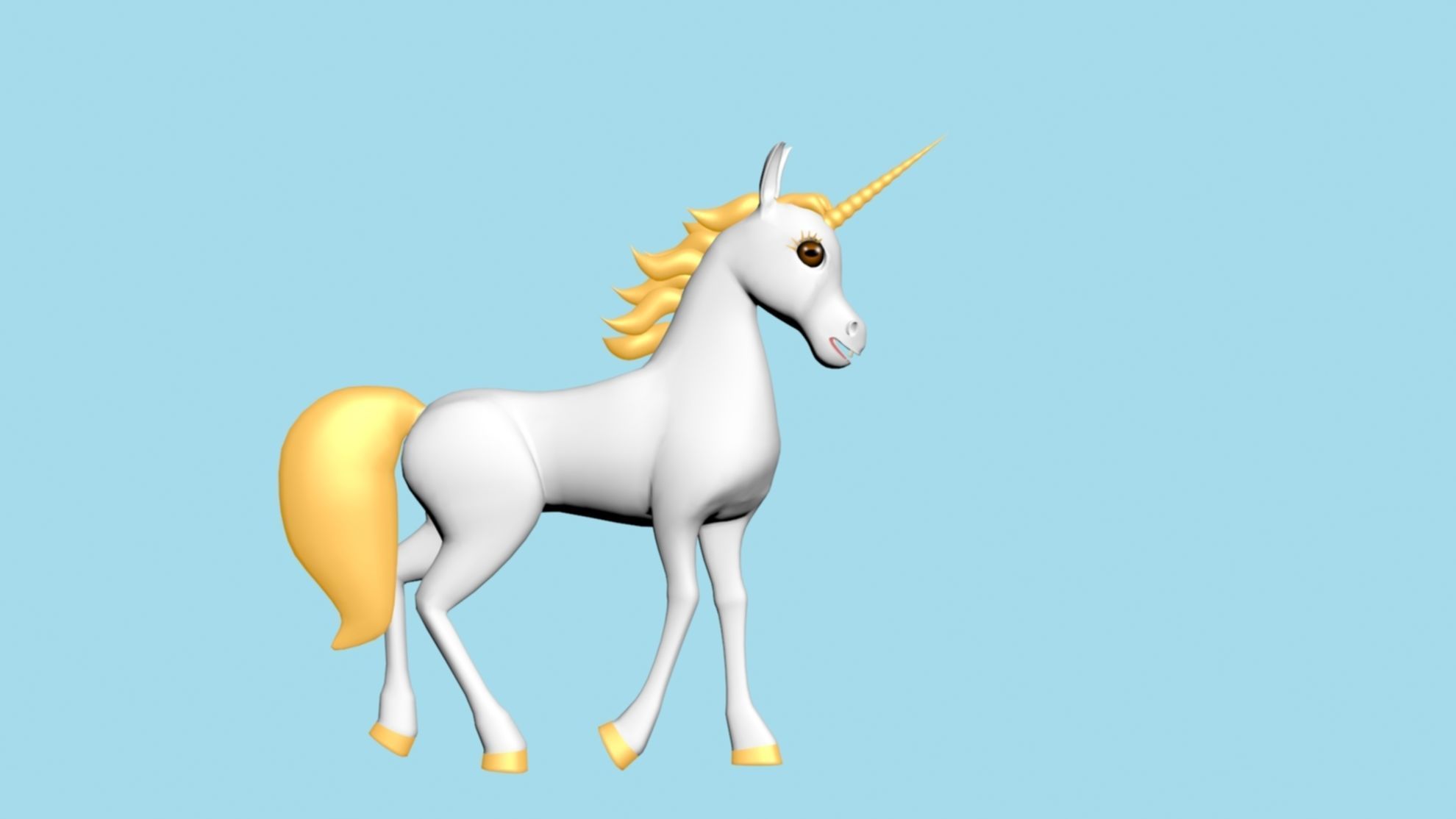 horn horse rigged  3D model_12