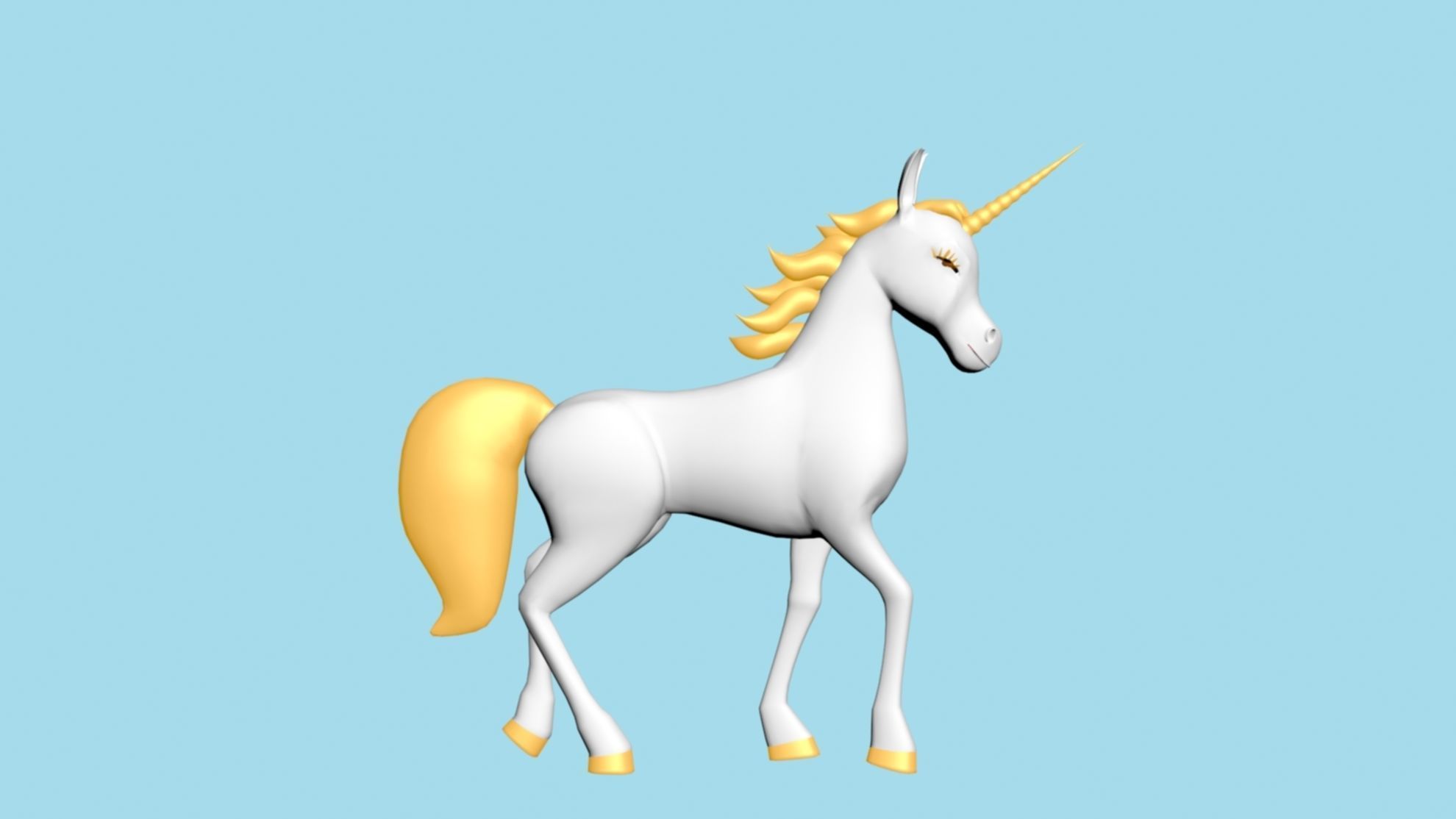 horn horse rigged  3D model_11