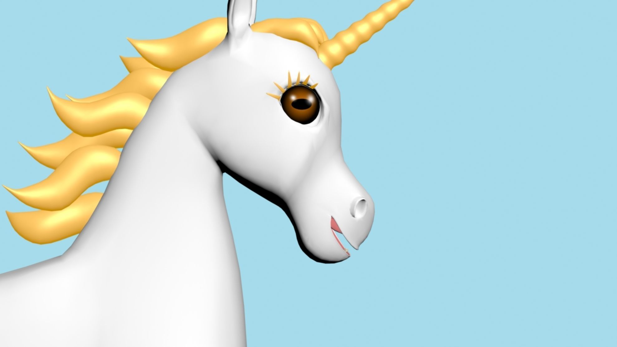 horn horse rigged  3D model_1