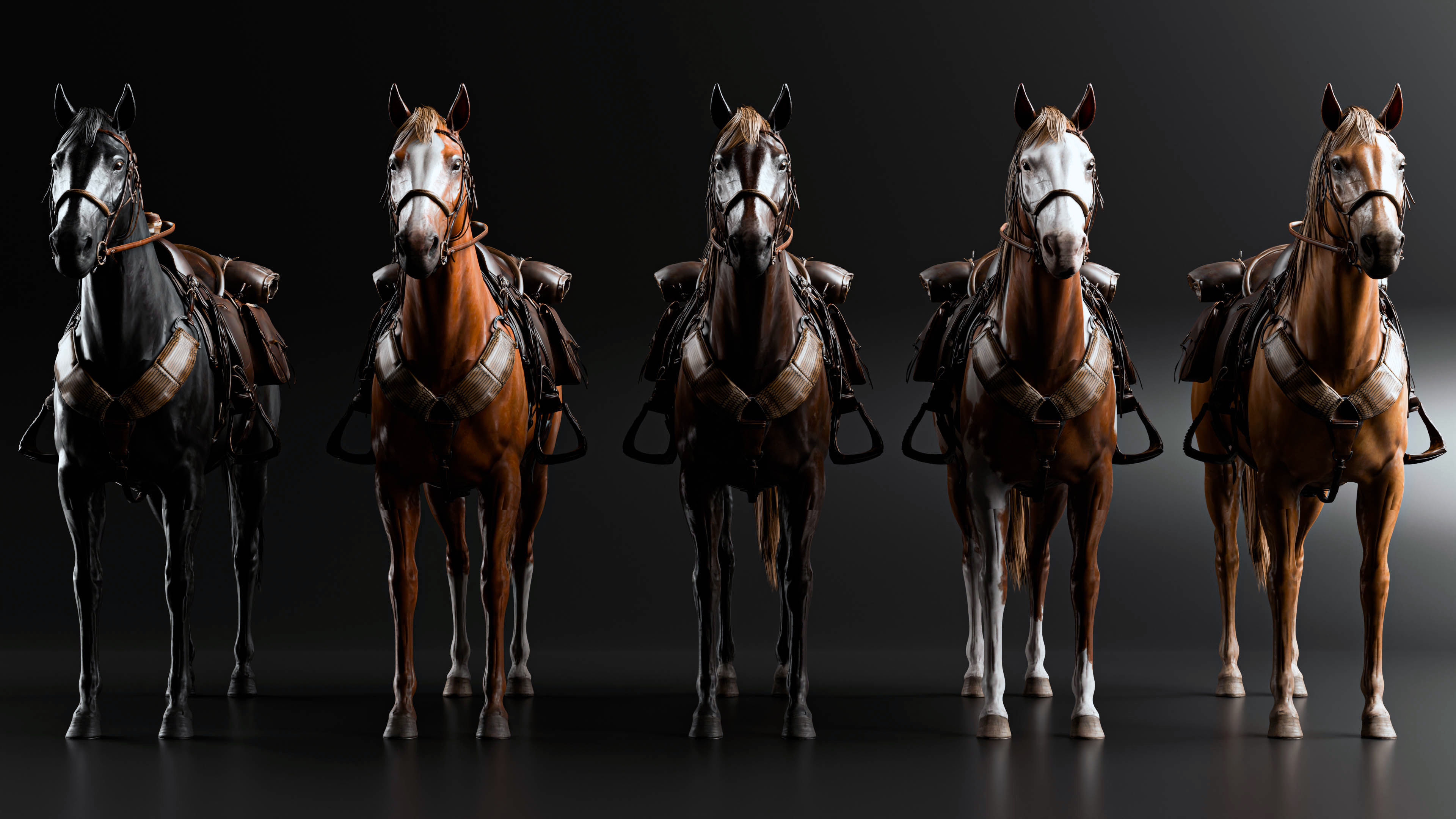 Rigged Horse And Saddle 3D model_2