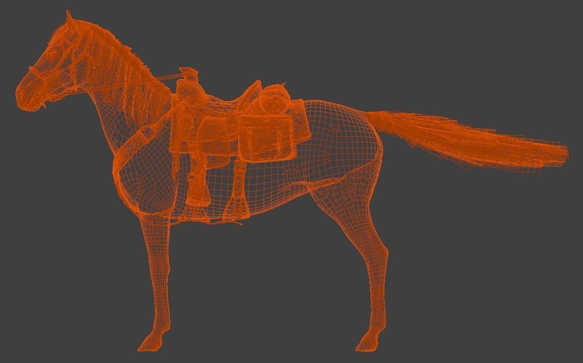 Rigged Horse And Saddle 3D model_11