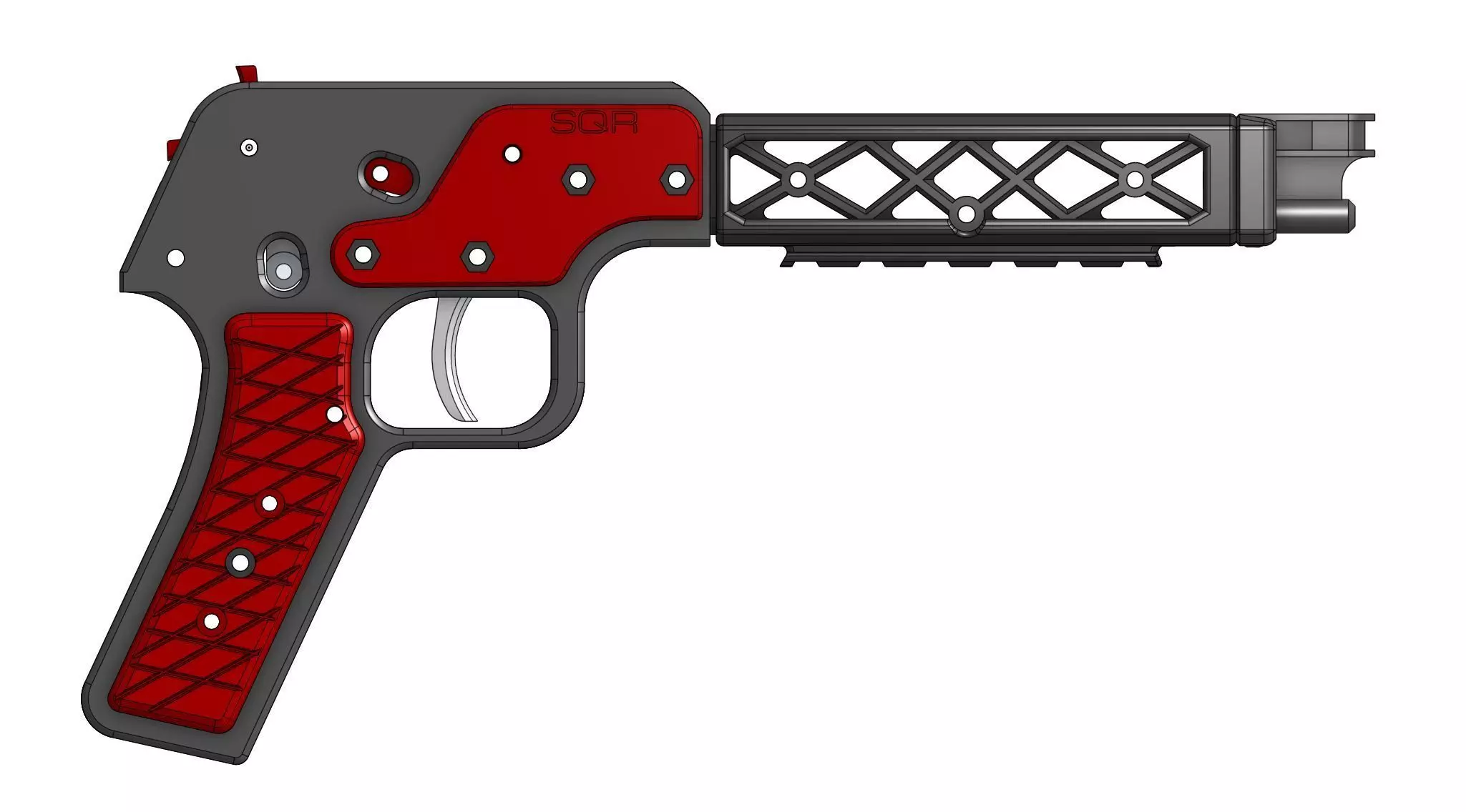 SQR Pistol - Rubber Band Shooting Gun 3D print model_0