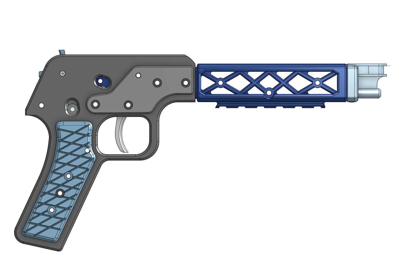 SQR Pistol - Rubber Band Shooting Gun 3D print model_8