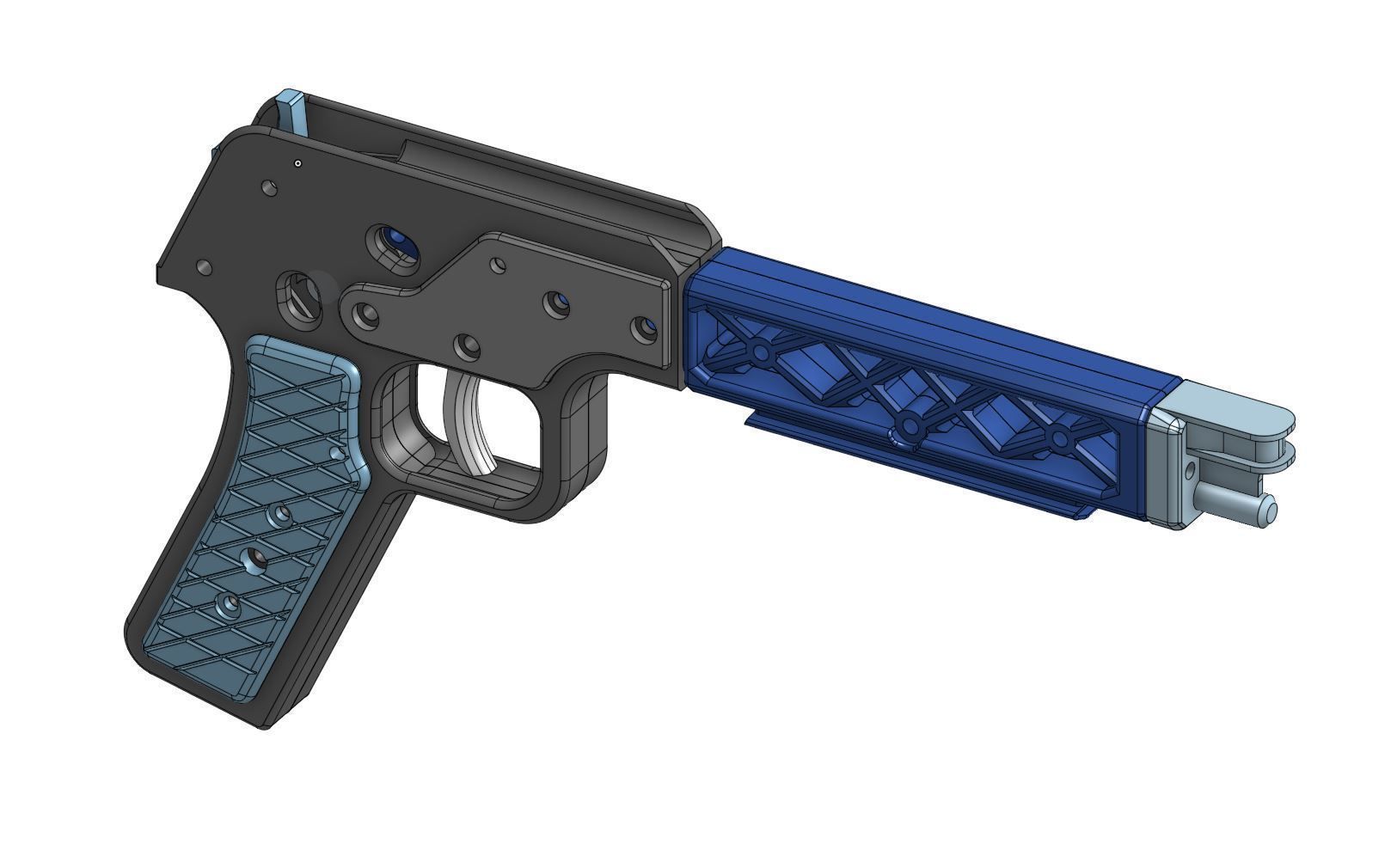 SQR Pistol - Rubber Band Shooting Gun 3D print model_9