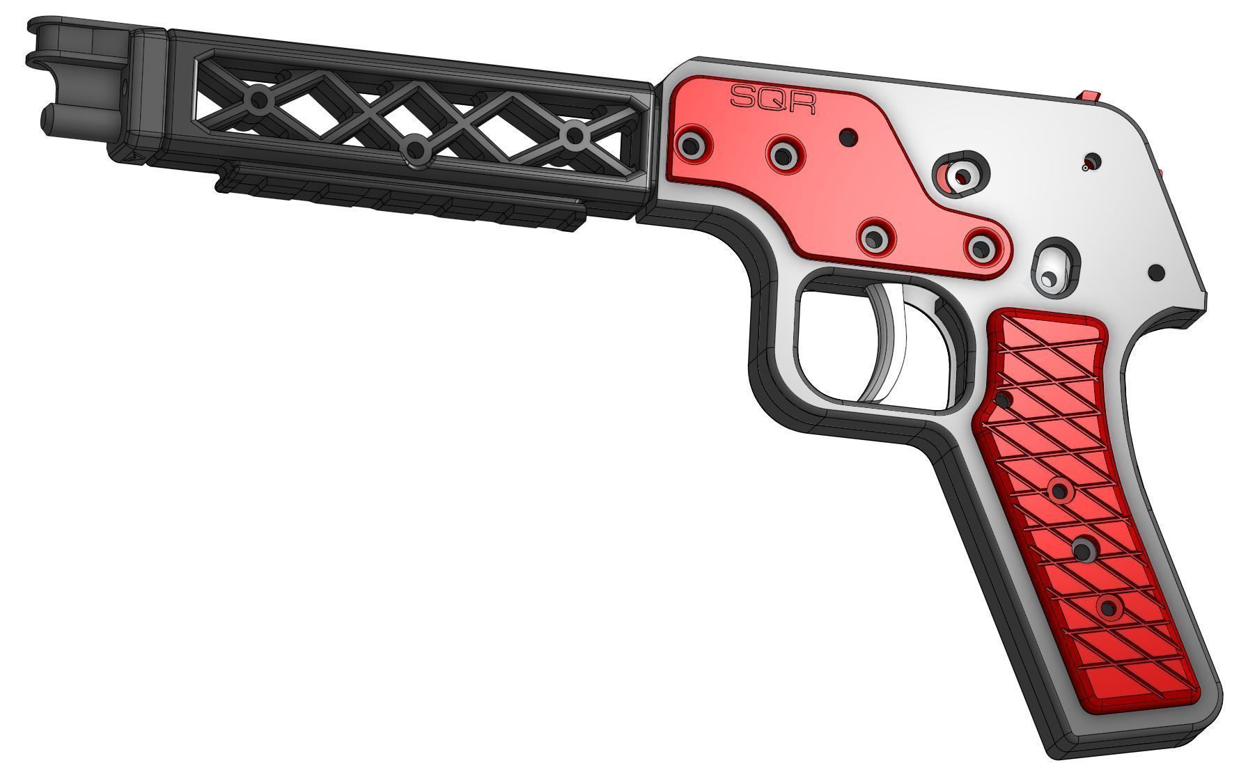 SQR Pistol - Rubber Band Shooting Gun 3D print model_4