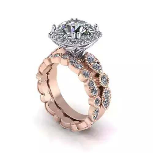 Matching Women Diamond Fashion Rings R5 3D print model