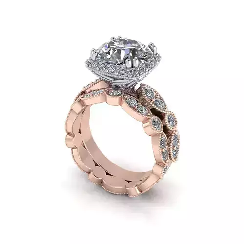 Matching Diamond Fashion Rings Package 3D print model