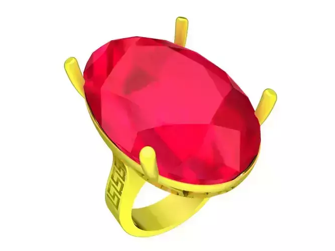 A7236 Big Oval Diamond Women Fashion Ring 3D Model