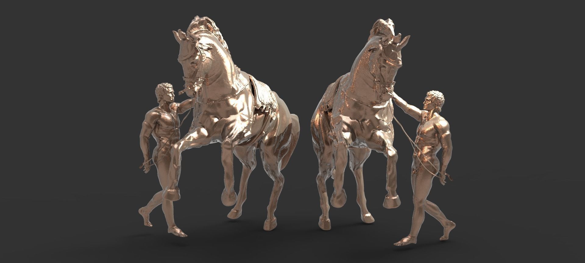 Chariot horse Delphi sculpture mirrored 3D model_1