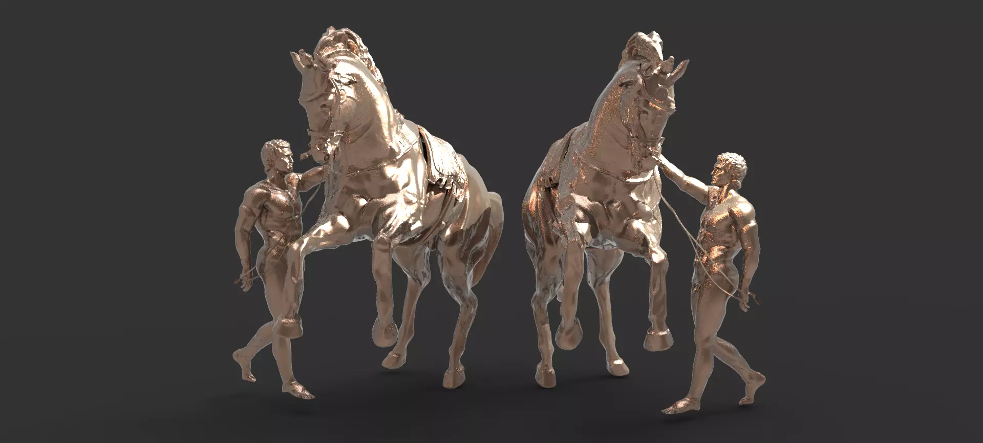 Chariot horse Delphi sculpture mirrored 3D model_0