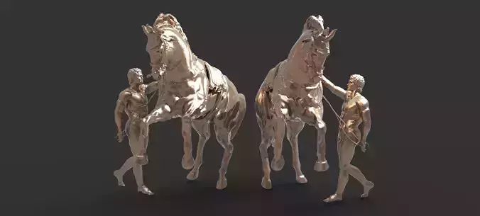 Chariot horse Delphi sculpture mirrored