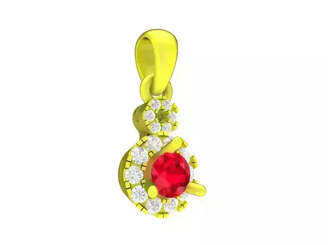 A7237 Halo Diamond Women Pendant 3D Model