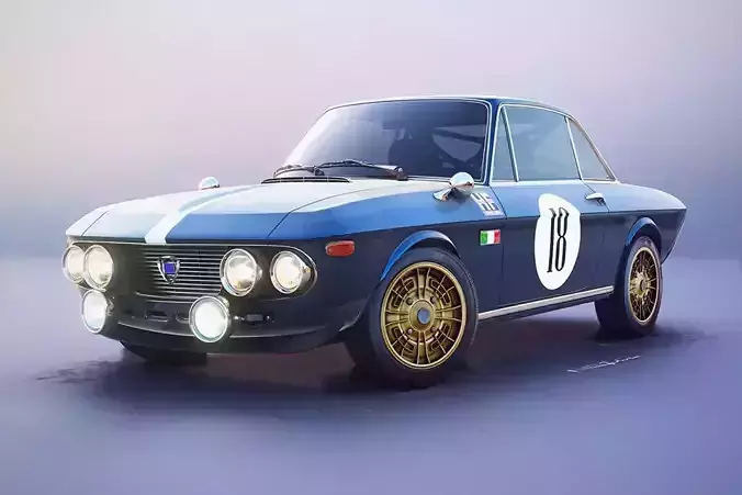 Lancia Fulvia - Premium Rigged 3D Car Model 3D model