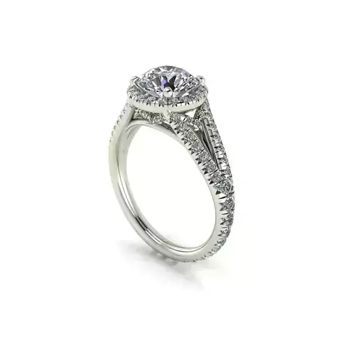 Side-stone Women Diamond Wedding Ring R6 3D print model