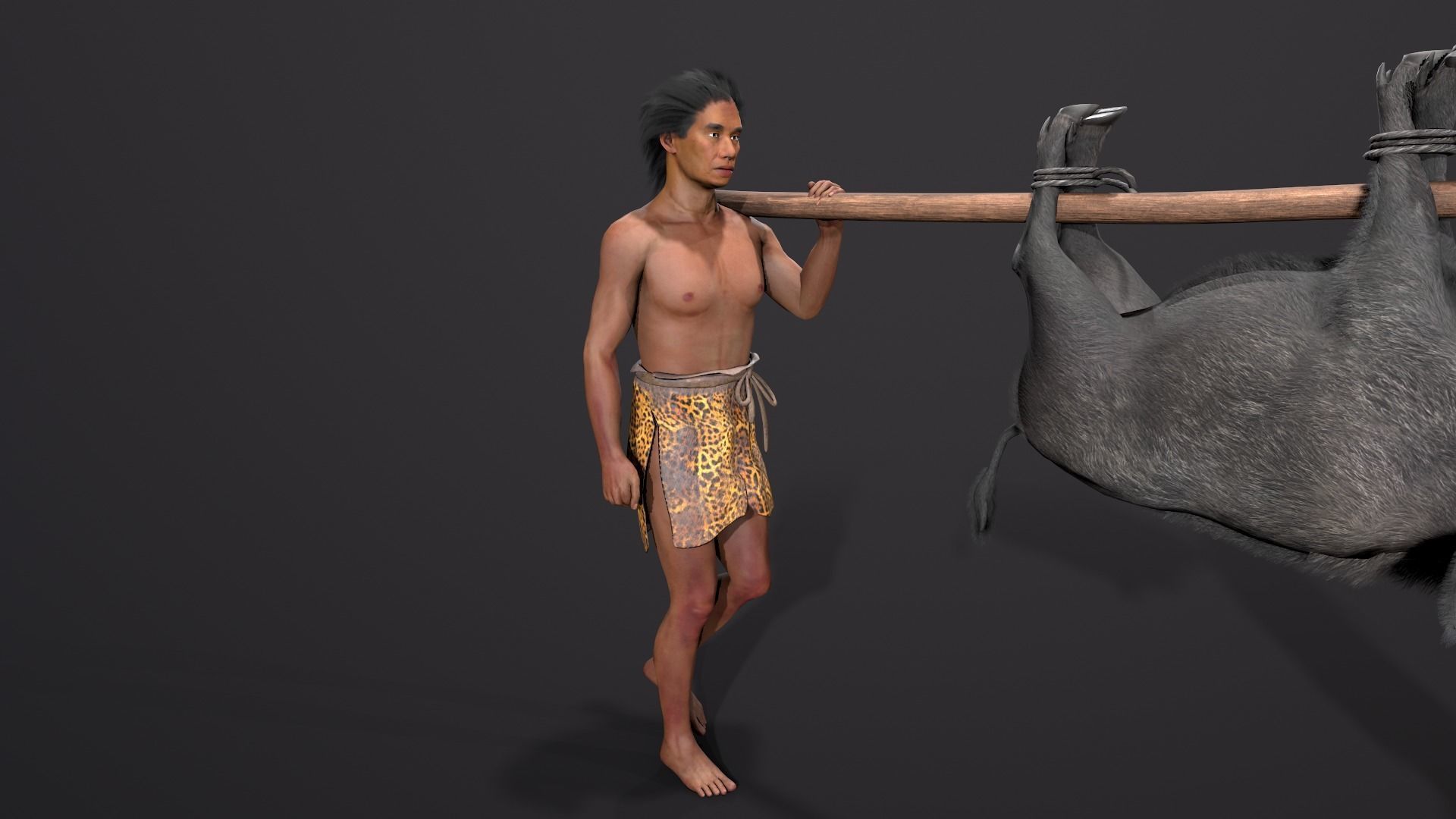 hominid  Low-poly 3D model_6