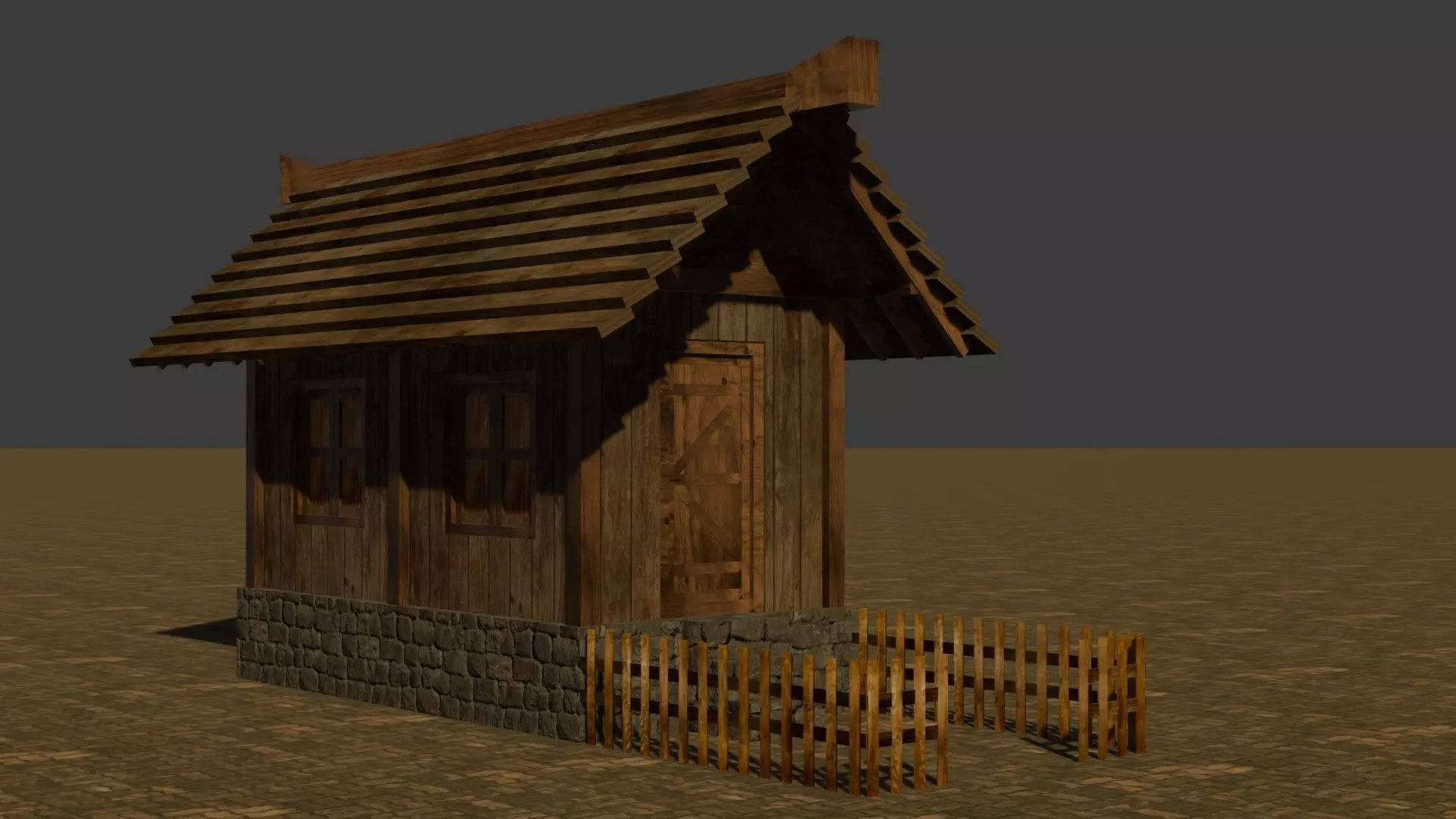 Medieval House 7 Free low-poly 3D model_0