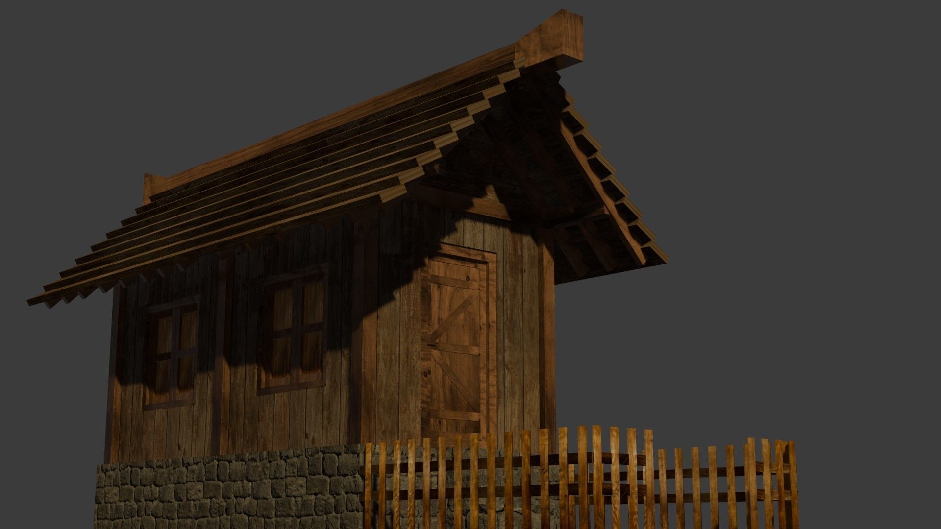 Medieval House 7 Free low-poly 3D model_11