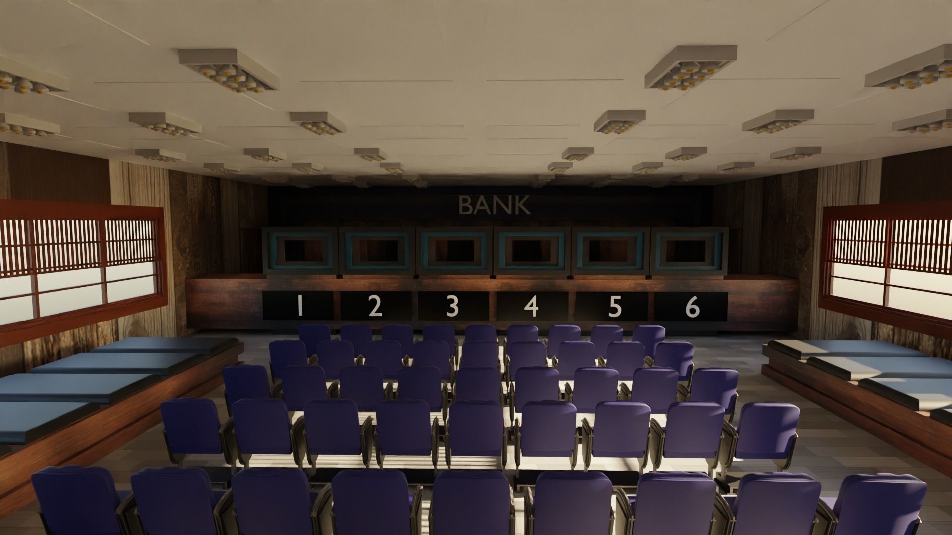 Bank Interior Low-poly 3D model_3