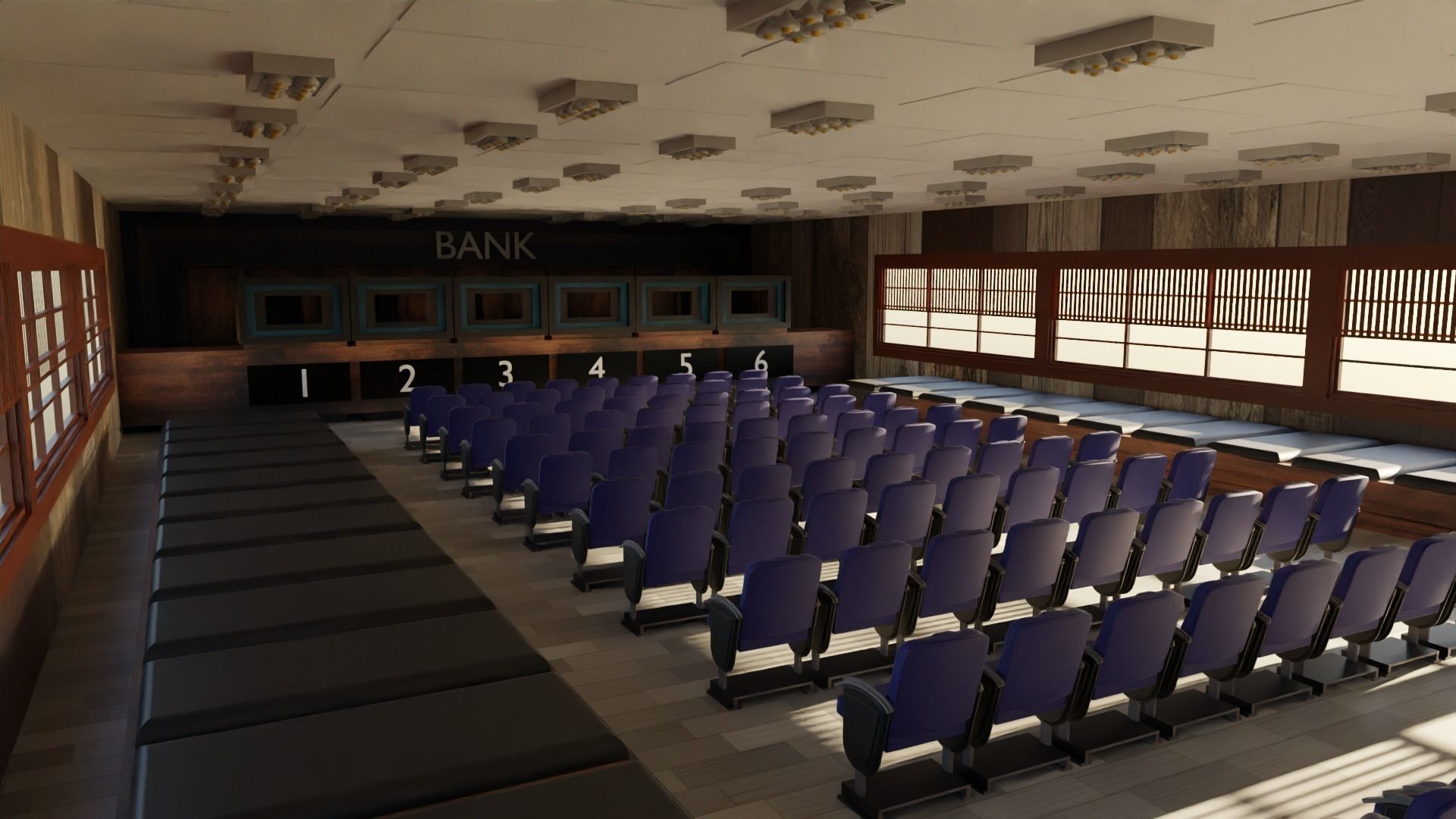 Bank Interior Low-poly 3D model_2