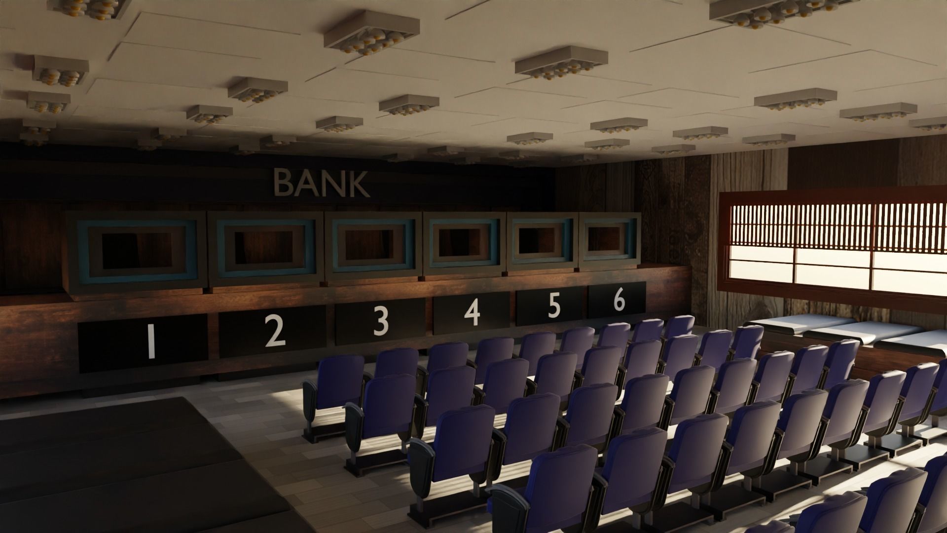 Bank Interior Low-poly 3D model_5