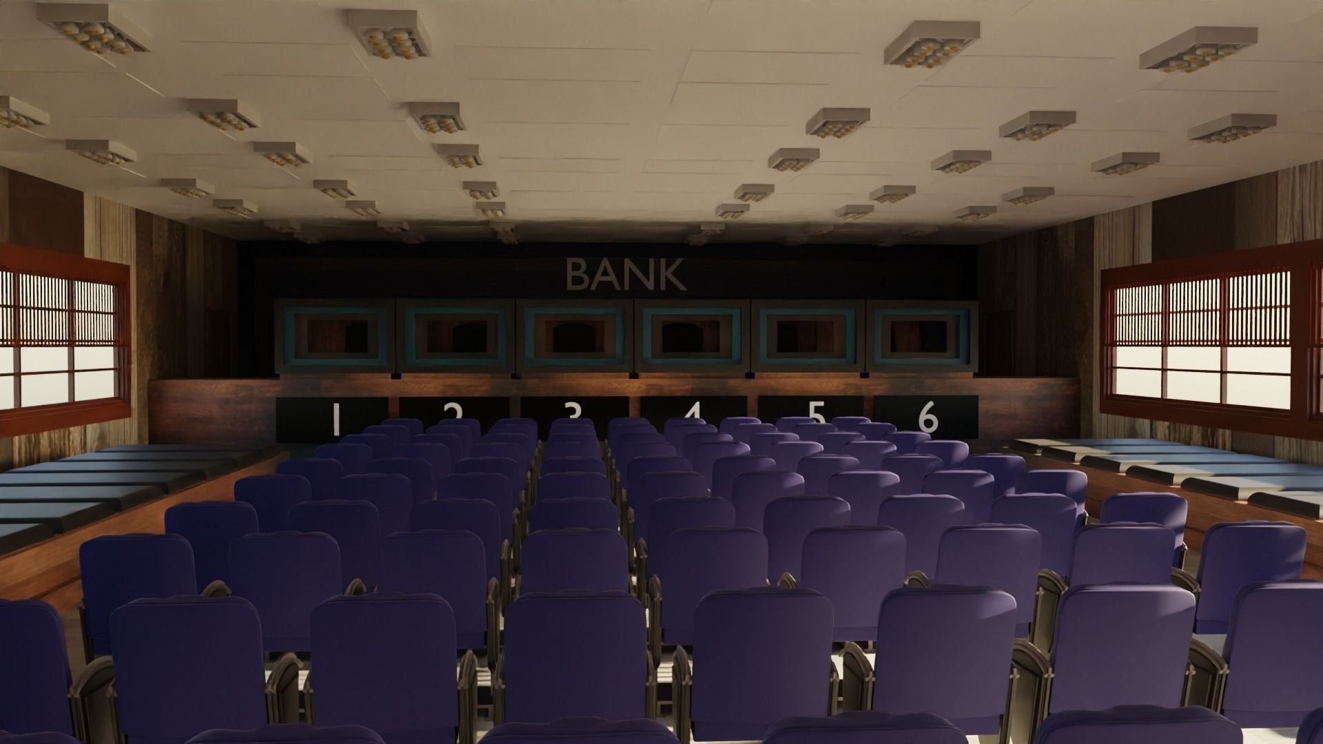Bank Interior Low-poly 3D model_6