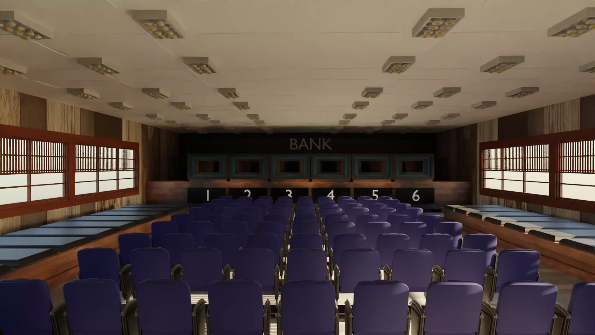 Bank Interior Low-poly 3D model_0