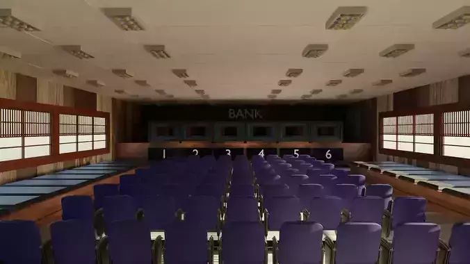 Bank Interior Low-poly 3D model