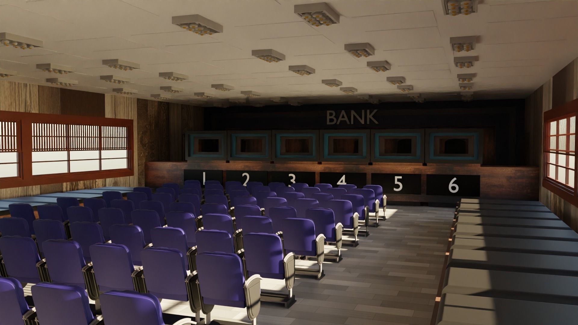 Bank Interior Low-poly 3D model_1